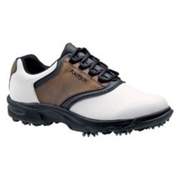 FootJoy GreenJoys Golf Shoes 45516 9.5 W White Brown Soft Spike Cleats Boxed - Picture 1 of 14